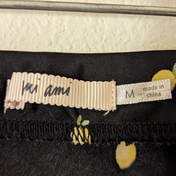 Francesca Mon Ami Lemon Satin Black Midi Skirt, Medium, NWOT, Elastic Waistband - Picture 4 of 5